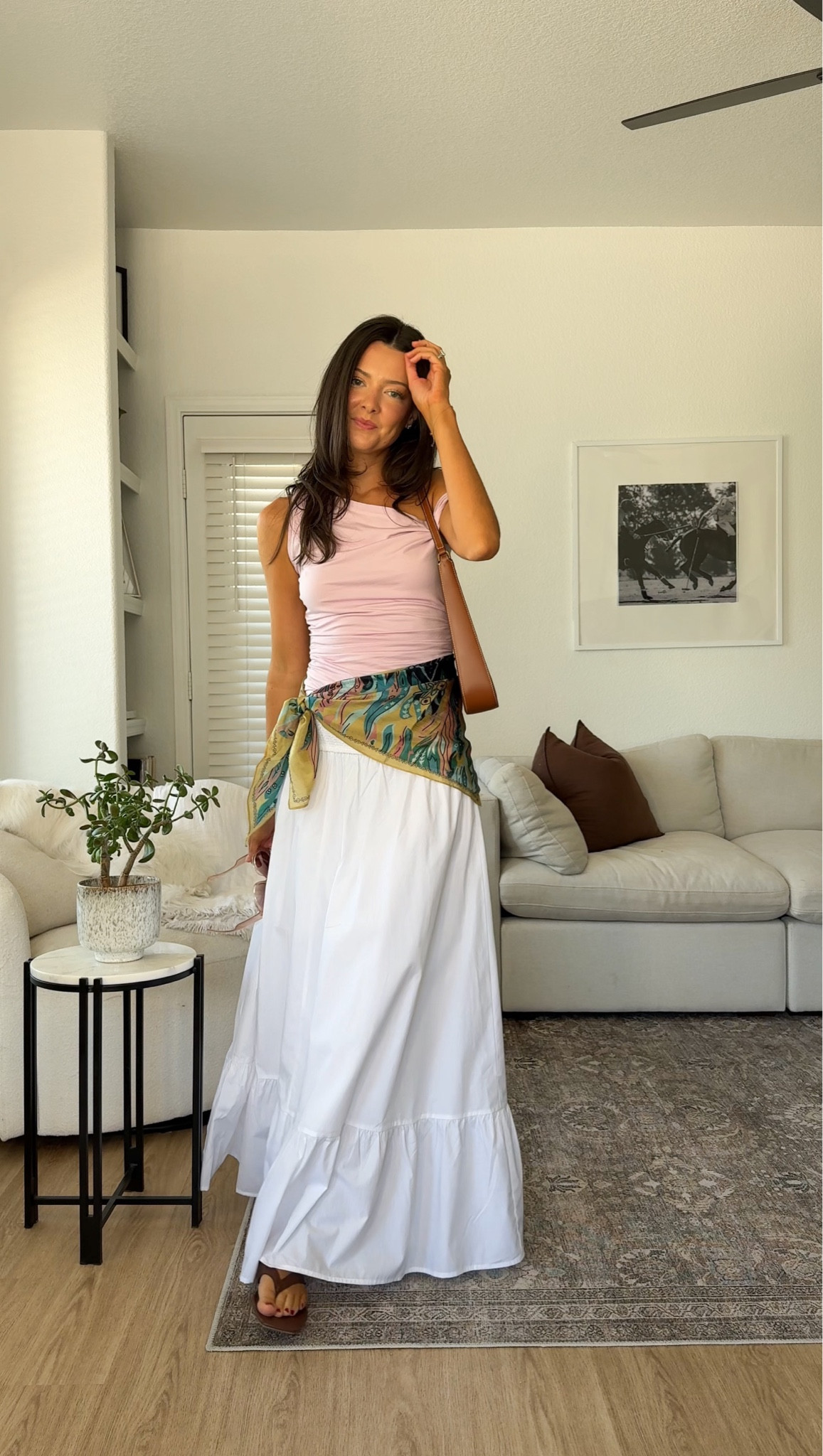 Convertible white maxi dress and skirt! I am 5’7” wearing a size XS regular in the dress/skirt!