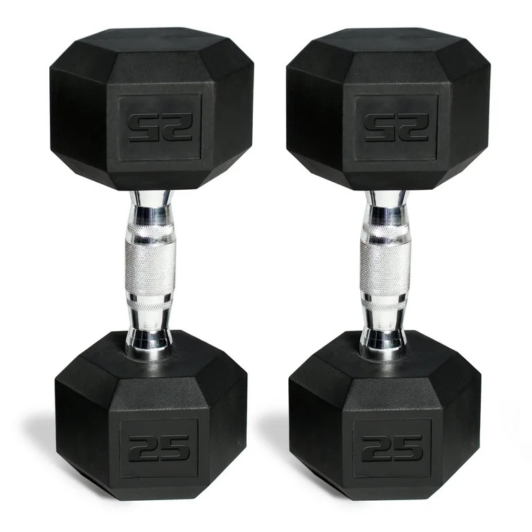CAP Barbell, 25lb Coated Rubber Hex Dumbbell, Pair | Walmart (US)