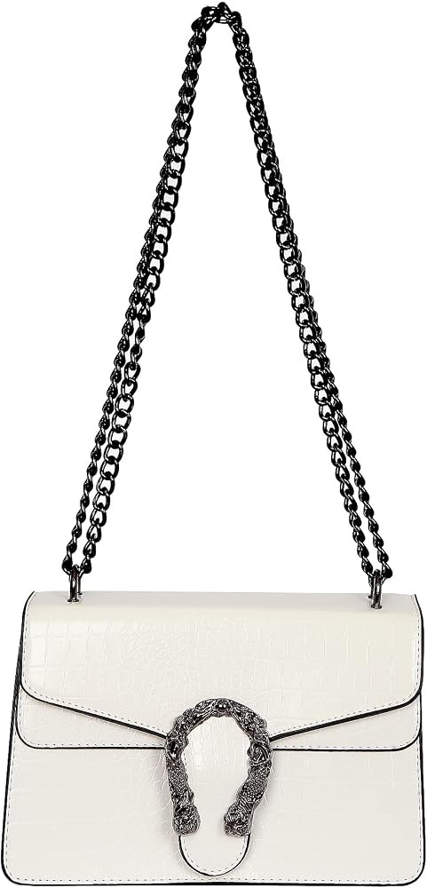 Chain Crossbody Shoulder Bags For Women - Snakeskin Textured Print Leather Satchel Handbags Luxur... | Amazon (US)