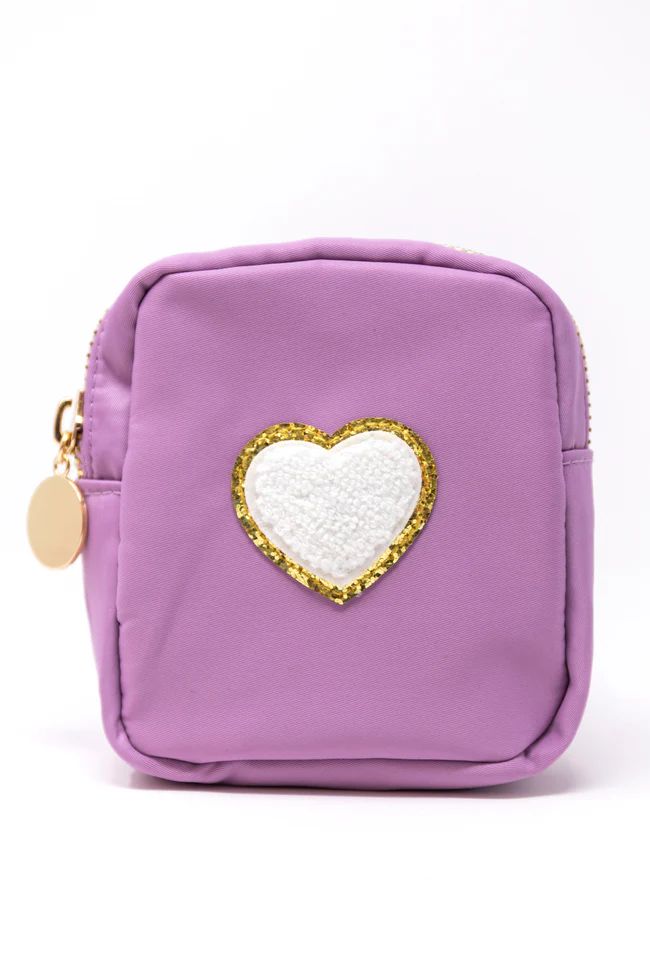 Heart/Purple Patch Mini Travel Bag | Pink Lily