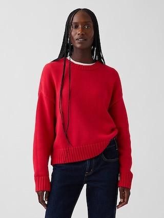 100% Cotton Oversized Crop Sweater | Gap (US)