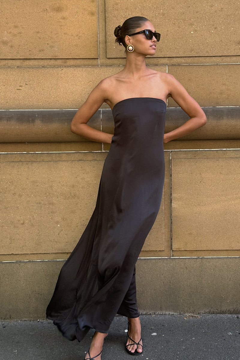 Luisa Strapless Maxi Dress - Black | MESHKI US
