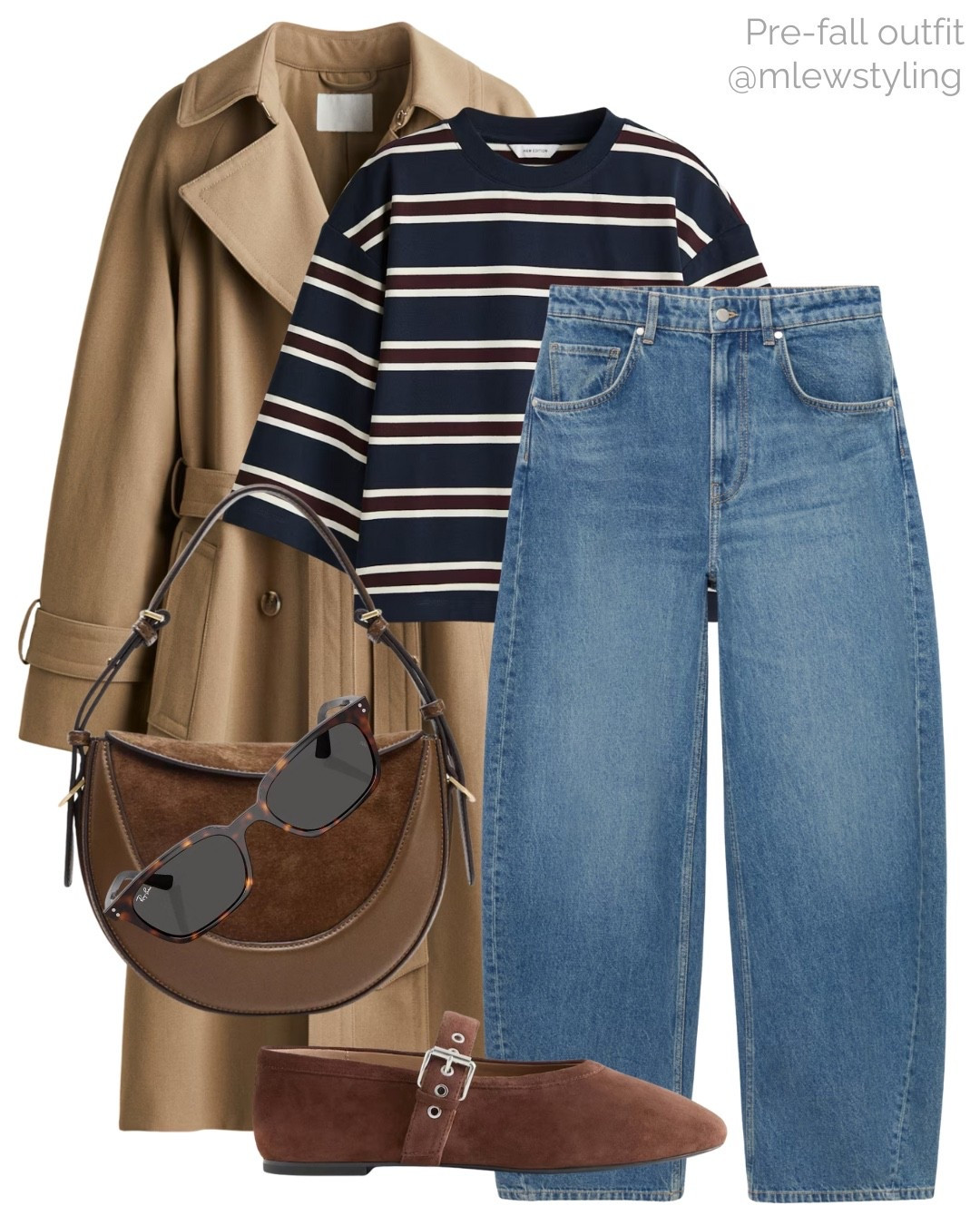Early fall outfit with a striped tee and suede ballet flats 🤎🐻

Tags: pre-fall, new-in Zara, trench coat, balloon jeans, suede bag, rayban sunglasses, teacher outfit, back to school, casual workwear, autumn look, & other stories 

#LTKWorkwear #LTKItBag #LTKShoeCrush