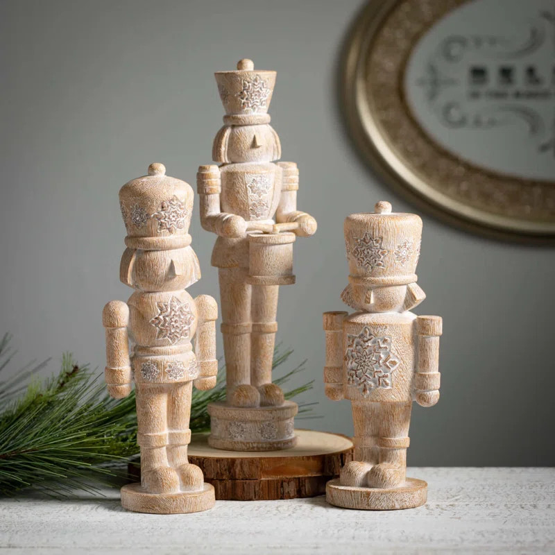 The Holiday Aisle® 8.5", 9.5" & 11" Christmas Nutcracker Figurine Set of 3, Natural | Wayfair | Wayfair North America