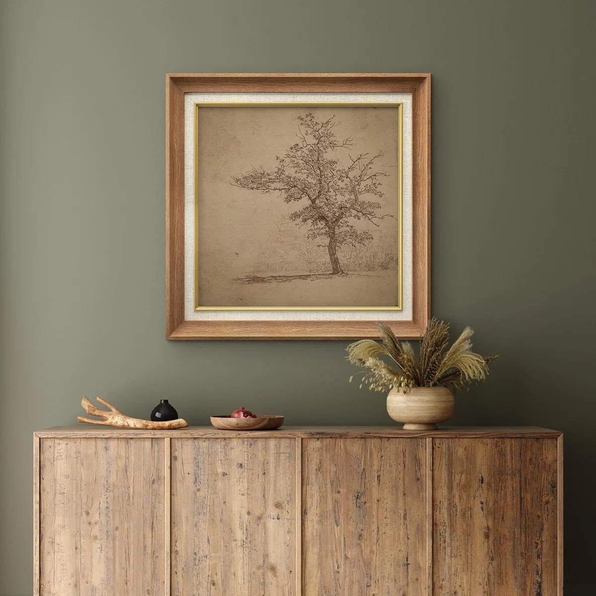 Tree " IDEA4WALL Premium Framed Wall Art Forest Tree Field Illustration Mid-Century Fine Art Deco... | Wayfair North America