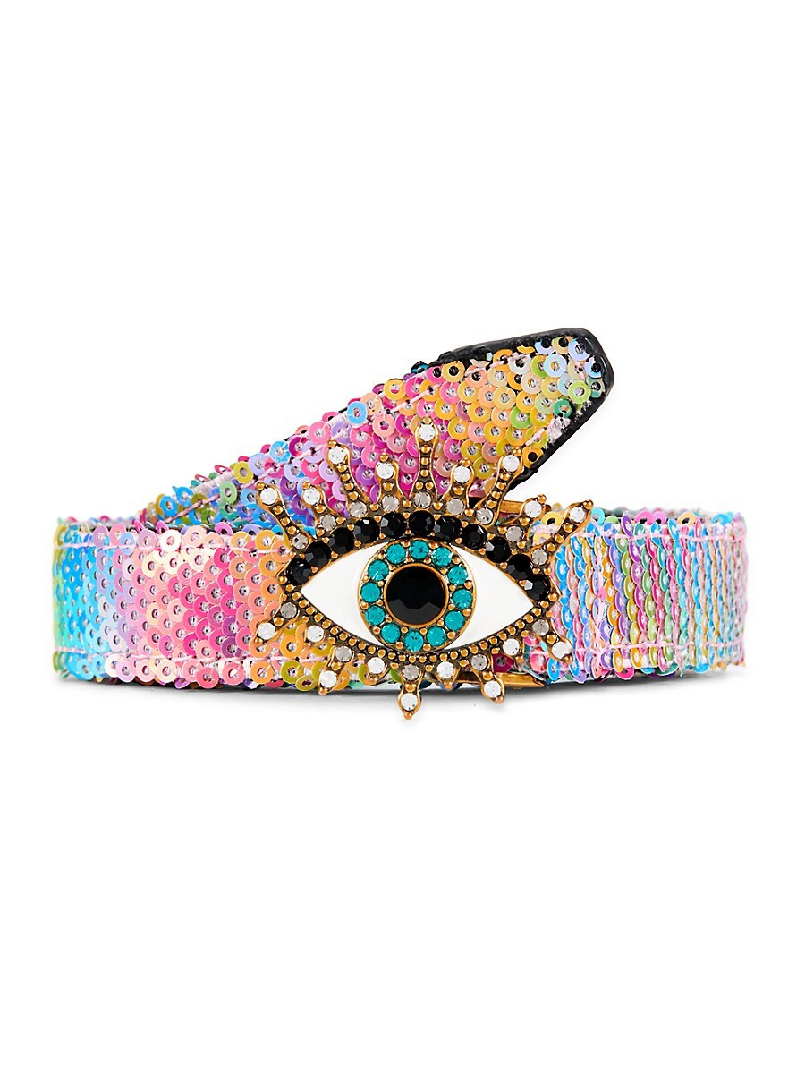 Kurt Geiger London Women's Crystal Eye Rainbow Sequin Belt - Rainbow - Size L/XL | Saks Fifth Avenue OFF 5TH
