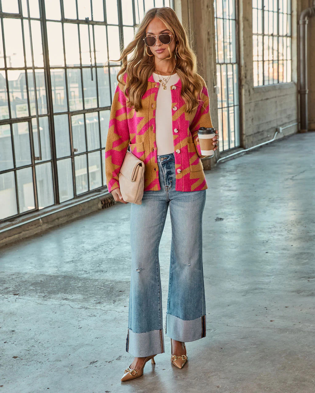 Karesti Oversized Houndstooth Sweater | VICI