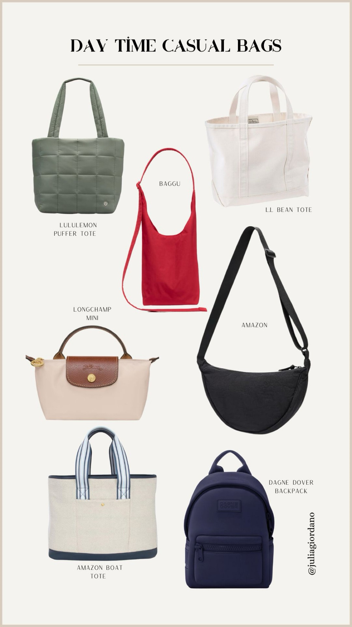 Daytime causal bags I have on repeat 

Bags, daytime bags, side bag, tote, shoulder bag, black bag, red bag, baggu, amazon finds, canvas tote, LLbean, lululemon, longchamp, best everyday bags 

#LTKWorkwear #LTKStyleTip #LTKSeasonal