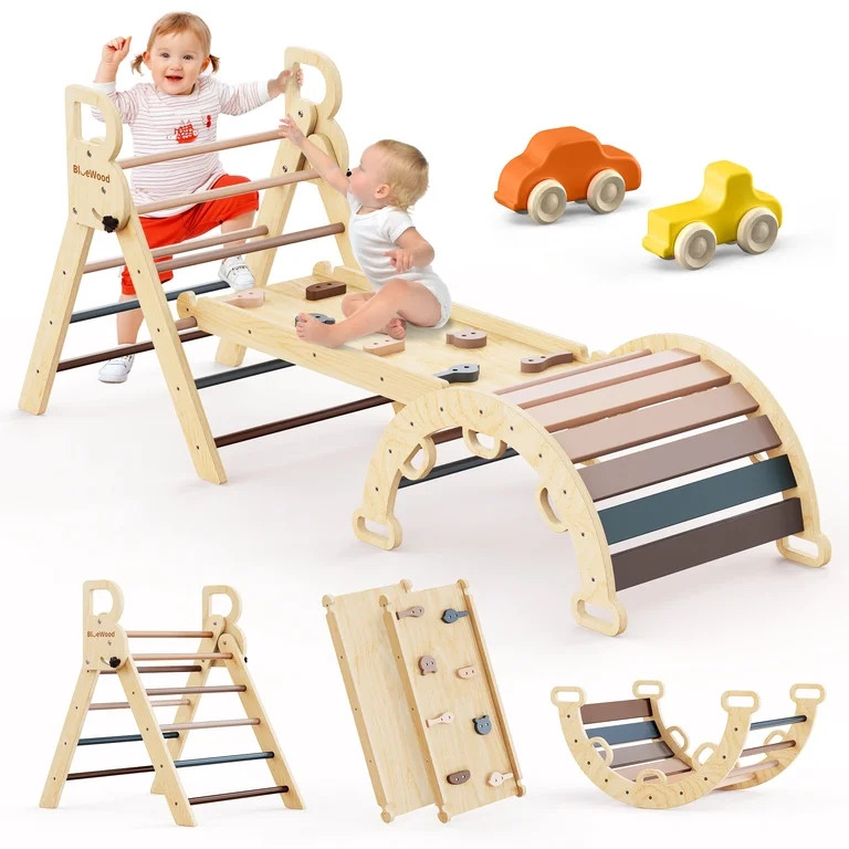 WoodTooy Pikler Triangle Climbing Set - Indoor 3-Piece Playground Equipment for Kids | Walmart (US)