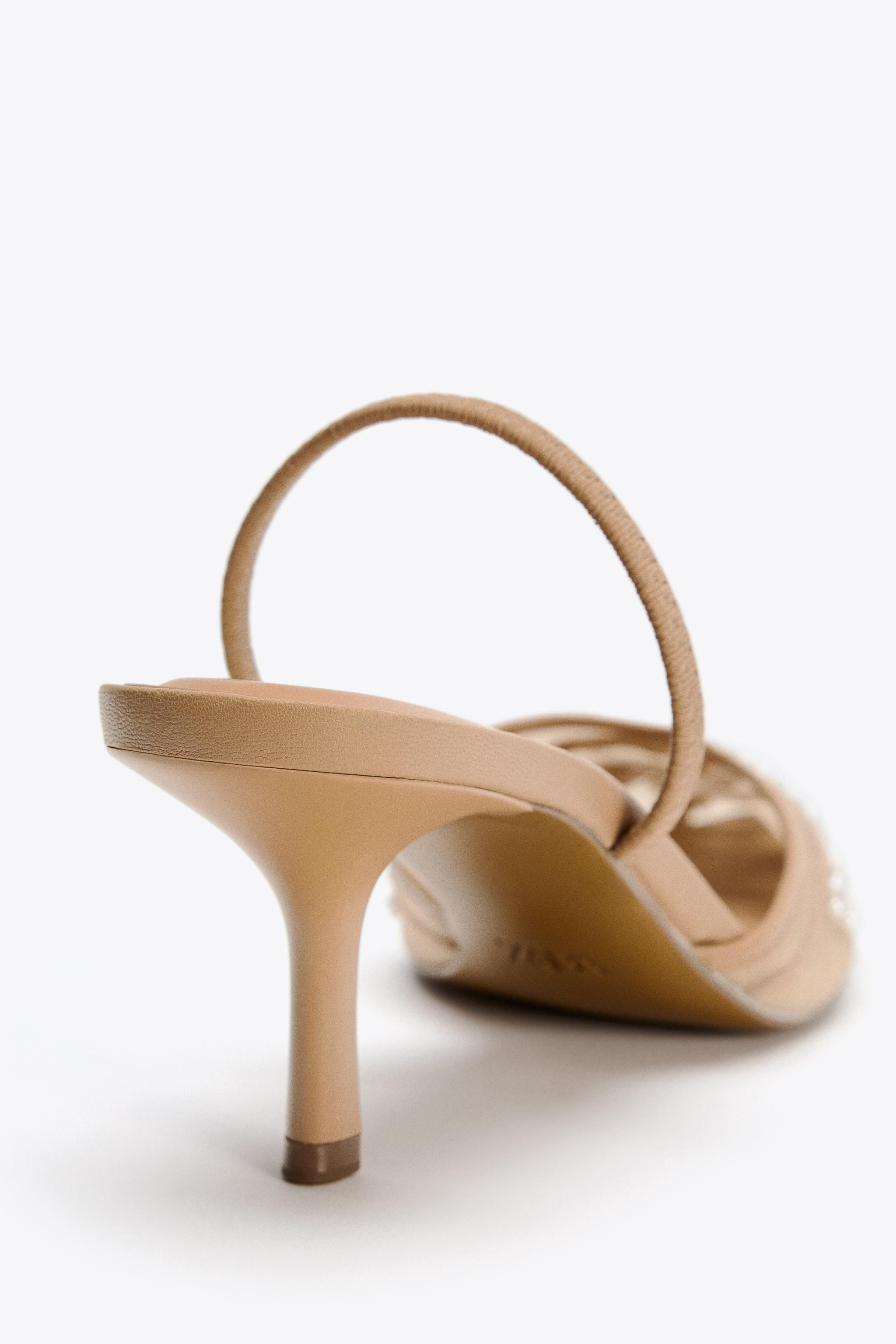 SLINGBACK SHOES WITH EMBROIDERED MESH | Zara UK