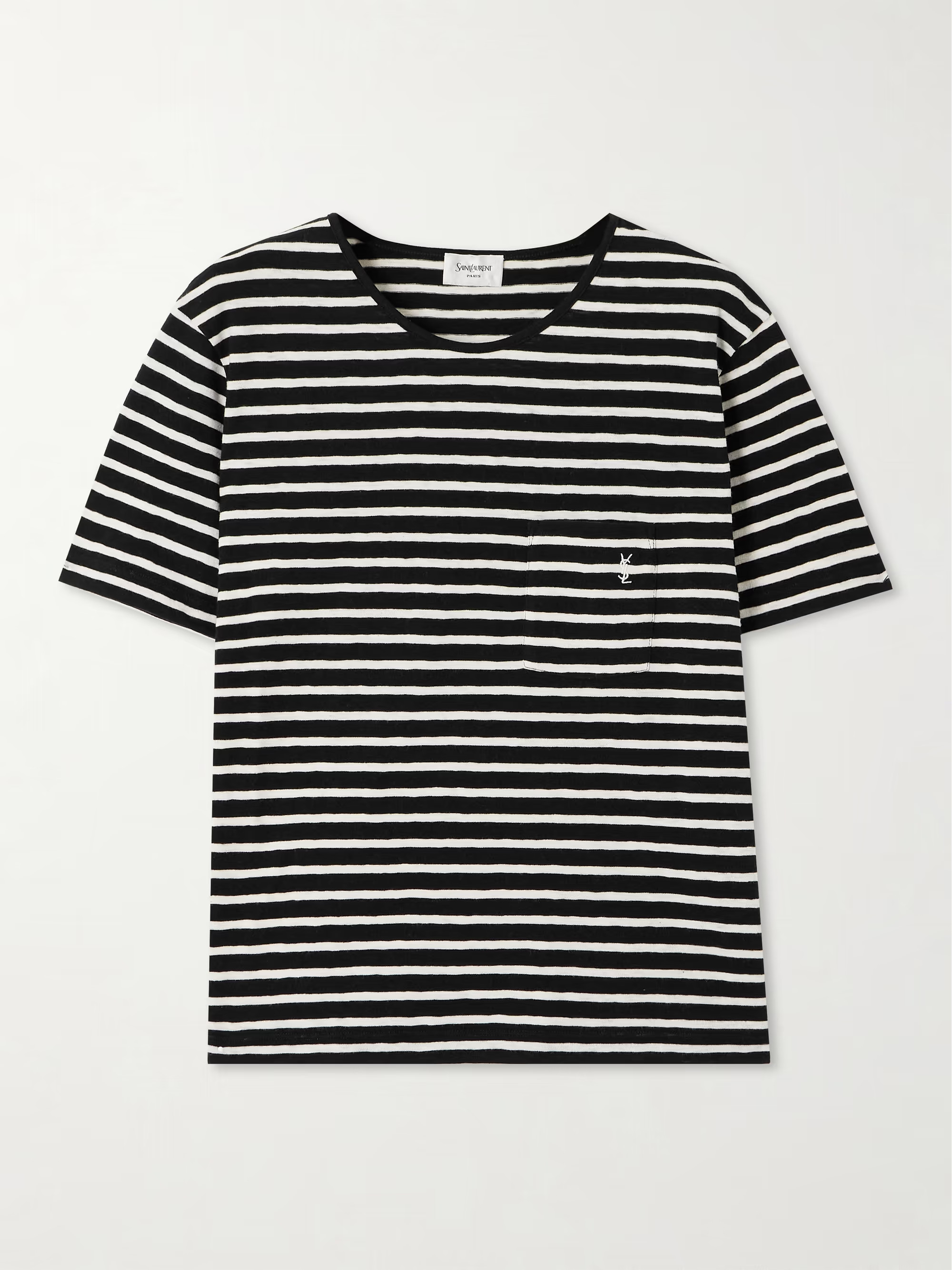 Embroidered striped cotton-jersey T-shirt | NET-A-PORTER (US)