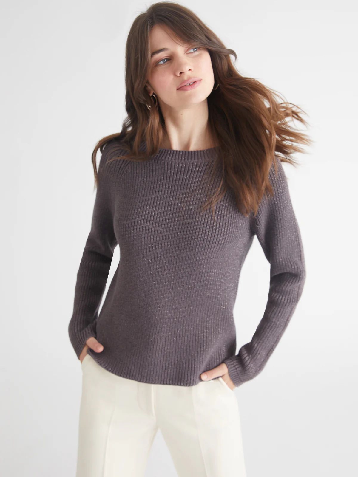 Jane: Metallic Creweneck Sweater | 525 America