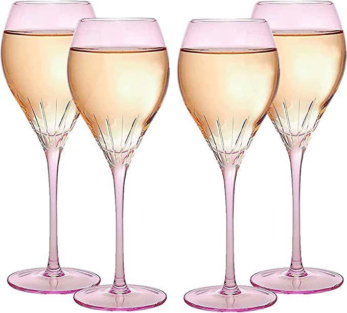 Parisian Performance Glassware French Paris Collection Crystal Pink Glasses, Red & White Wines - ... | Amazon (US)