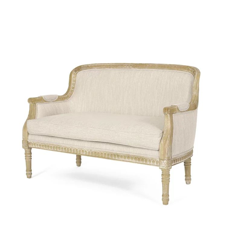 GDF Studio Alton French Country Fabric Upholstered Loveseat, Beige and Natural | Walmart (US)