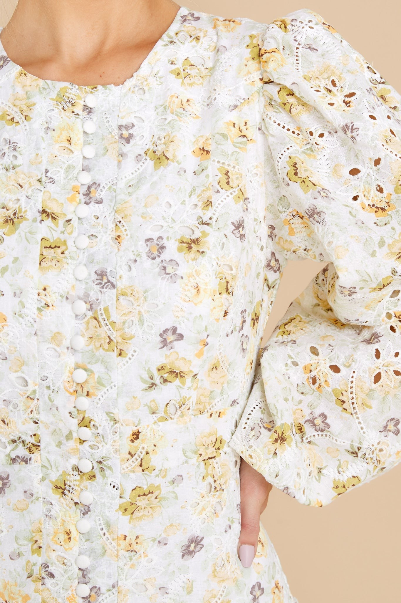 Story Of Love Light Yellow Floral Eyelet Dress | Red Dress 