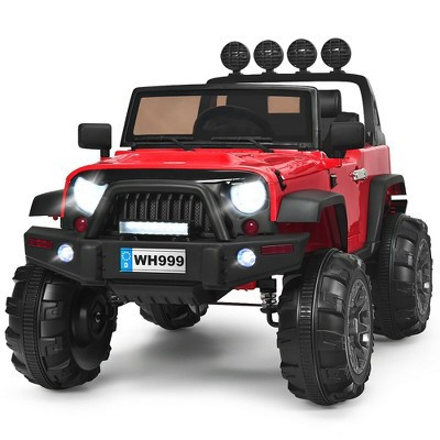 Costway 12V Kids Ride On Truck RC Car w/ LED Lights Music Trunk Red | Target