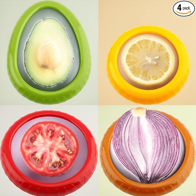 Avocado Keeper Airtight, Onion Storage, Tomato Holder, 4 Pack Fruit and Veggie Savers, Great for ... | Amazon (US)
