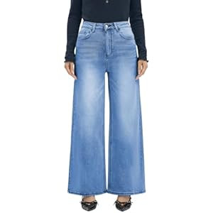 ONESO Wide Leg Jeans for Women High Waisted Stretchy Baggy Jeans BBL Loose Fit Tummy Control Deni... | Amazon (US)