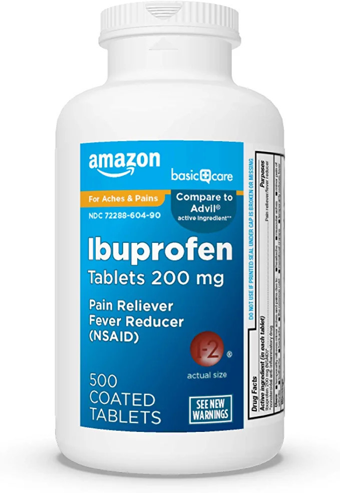 Amazon Basic Care Ibuprofen Tablets, Fever Reducer and Pain Relief from Body Aches, Headache, Art... | Amazon (US)