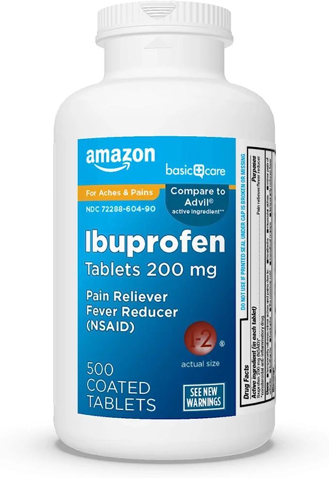 Amazon Basic Care Ibuprofen Tablets, Fever Reducer and Pain Relief from Body Aches, Headache, Art... | Amazon (US)
