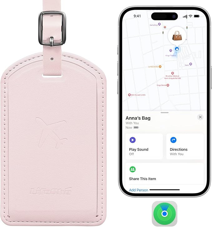 Luggage Tags Built-in Anti-Loss Tracker, Luxury Leather Luggage Tags for Suitcase, Travel Bags, B... | Amazon (US)