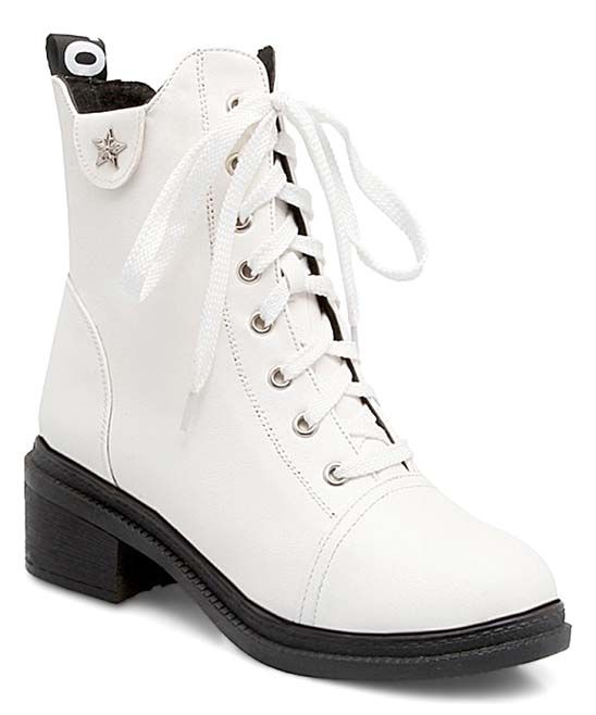 BUTITI Women's Casual boots White - White Star Combat Boot - Women | Zulily