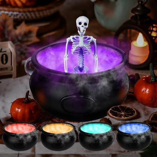 Halloween Mist Maker Fogger, 12.6" Big Witch Cauldron Skeleton with Color Change LED Light Large ... | Amazon (US)