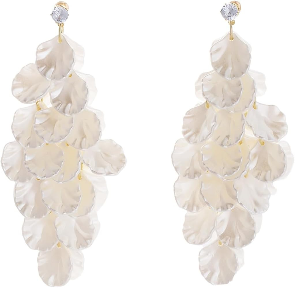 Tassel Shell Earrings for Women White Shell Statement Sea Summer Beach Lightweight Dangling Drop ... | Amazon (US)