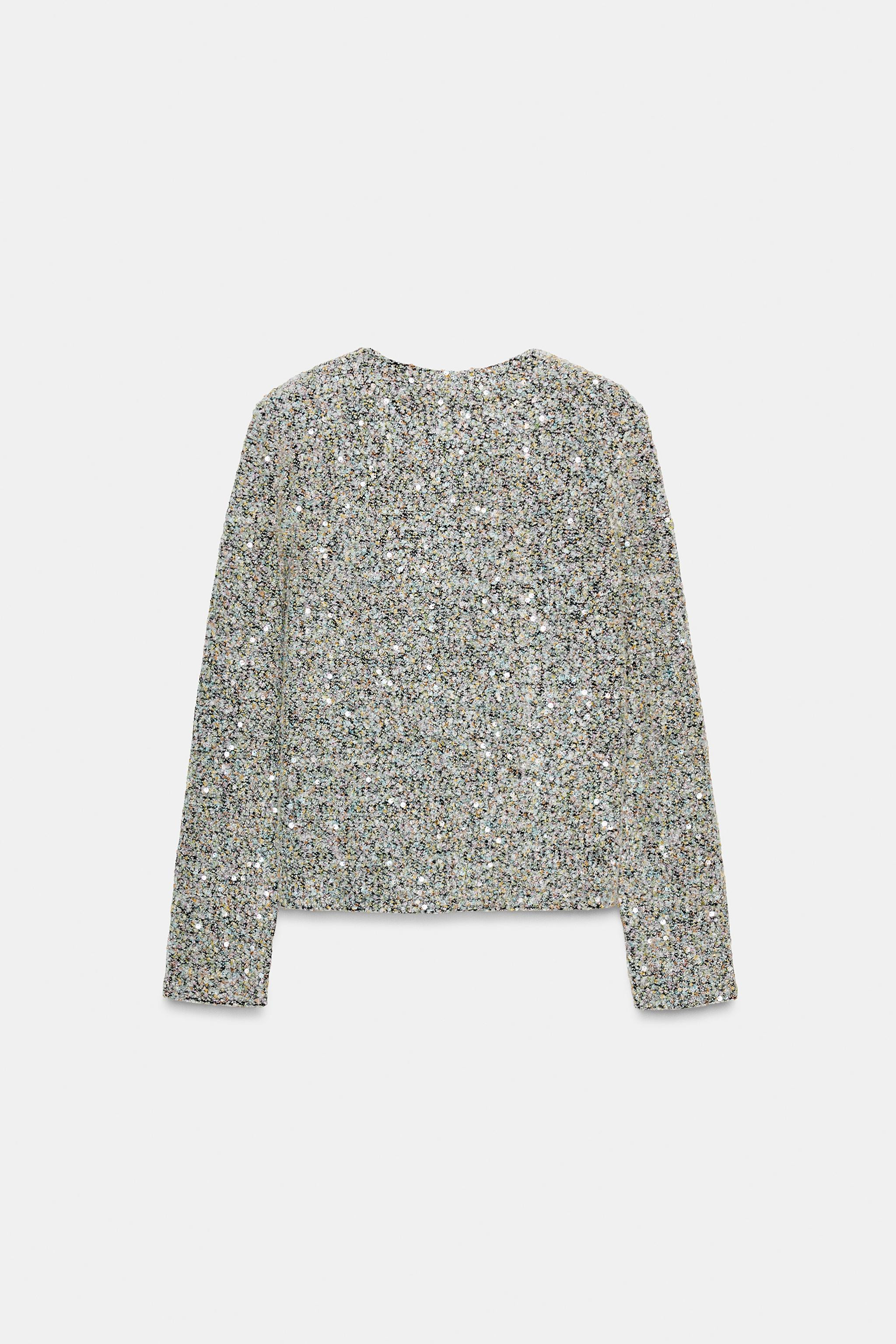 LONG SLEEVE SEQUIN TOP | Zara US