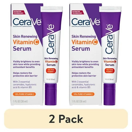 (2 pack) CeraVe Skin Renewing Vitamin C Serum Brightening Antioxidant Serum for Dull Skin 1 fl oz | Walmart (US)