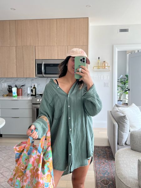 Literally my favorite cover-up/oversize shirt of all time is aerie pool to party cover-up. Perfect to throw over clothes or as a Beach/pool coverup! I wear an M (true to size) 

#LTKSeasonal #LTKFind #LTKswim