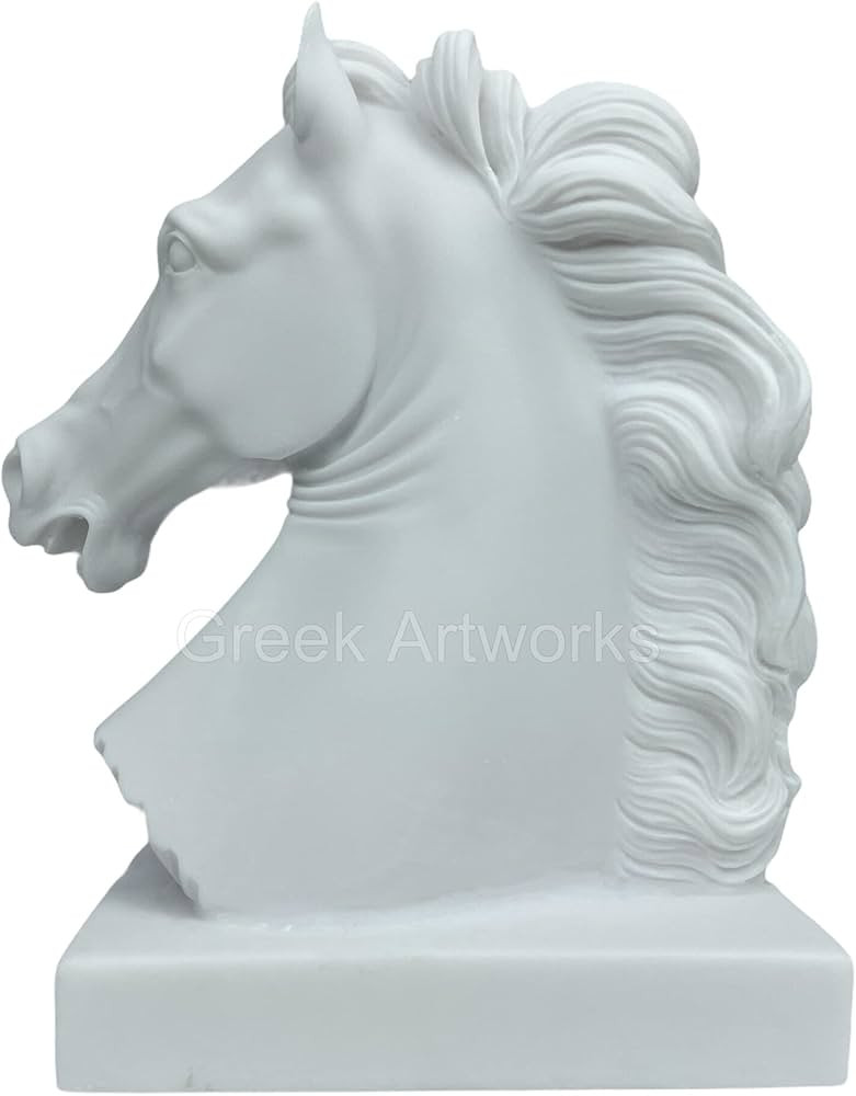 Horse Head Bookend Greek Statue Sculpture Cast Marble Home Décor | Amazon (US)