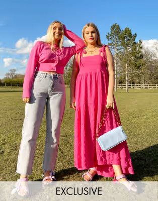 Labelrail x Olivia & Alice maxi smock dress with tiered skirt and tie straps in textured stripe | ASOS (Global)