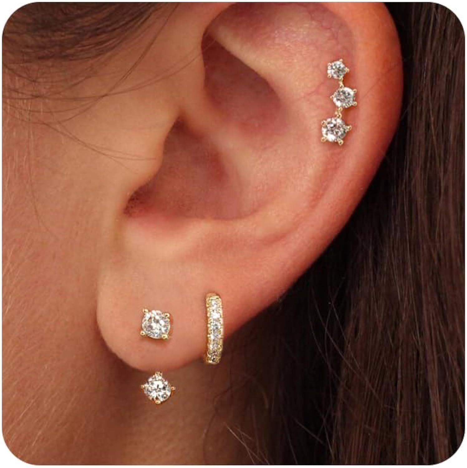 MIDEEO Gold/Silver Hoop Earrings for Women,14K Gold Plated Huggie Hoop Cz Earrings for Girl Hypoallergenic Lightweight Chunky Hoop Earrings Jewelry for Gifts | Amazon (US)