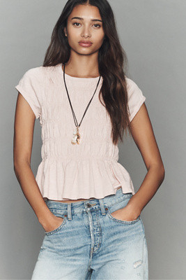 The Tabby Ruched Cap-Sleeve Tee by Pilcro | Anthropologie (US)
