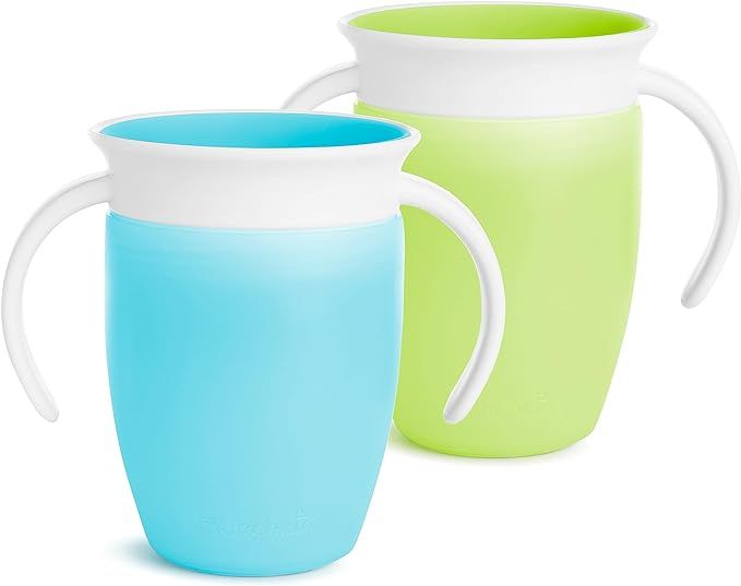 Munchkin® Miracle® 360 Trainer Sippy Cup with Handles, Spill Proof, 7 Ounce, 2 Pack, Green/Blue | Amazon (US)