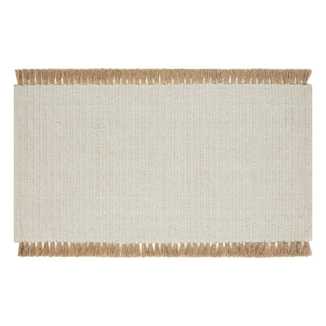 Beautiful by Drew Barrymore Cotton Jute Accent Rug with Tassels , 27" x 45", Neutral | Walmart (US)
