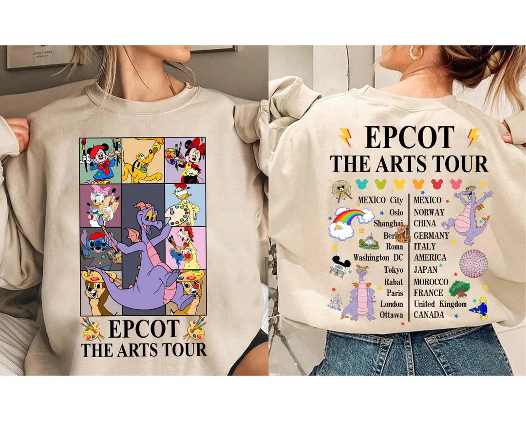 2-sided Mickey & Friends Figment Epcot the Arts Tour Shirt, Disney International Festival of the ... | Etsy (US)