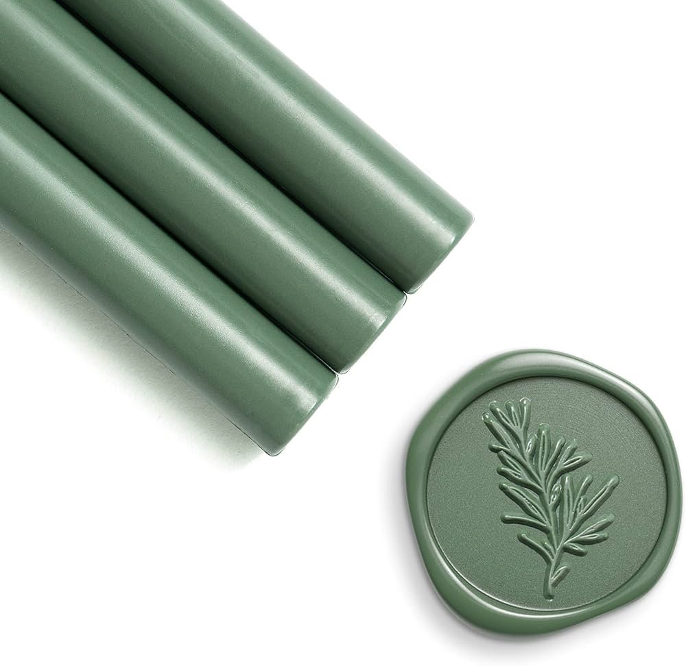 UNIQOOO Olive Green Glue Gun Sealing Wax Sticks for Wax Seal Stamp - Perfect for Wedding Invitati... | Amazon (US)