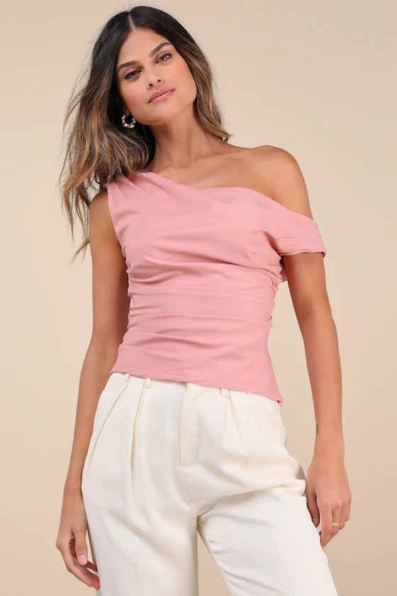 Charming Influence Dusty Rose Ruched Asymmetrical Top | Lulus