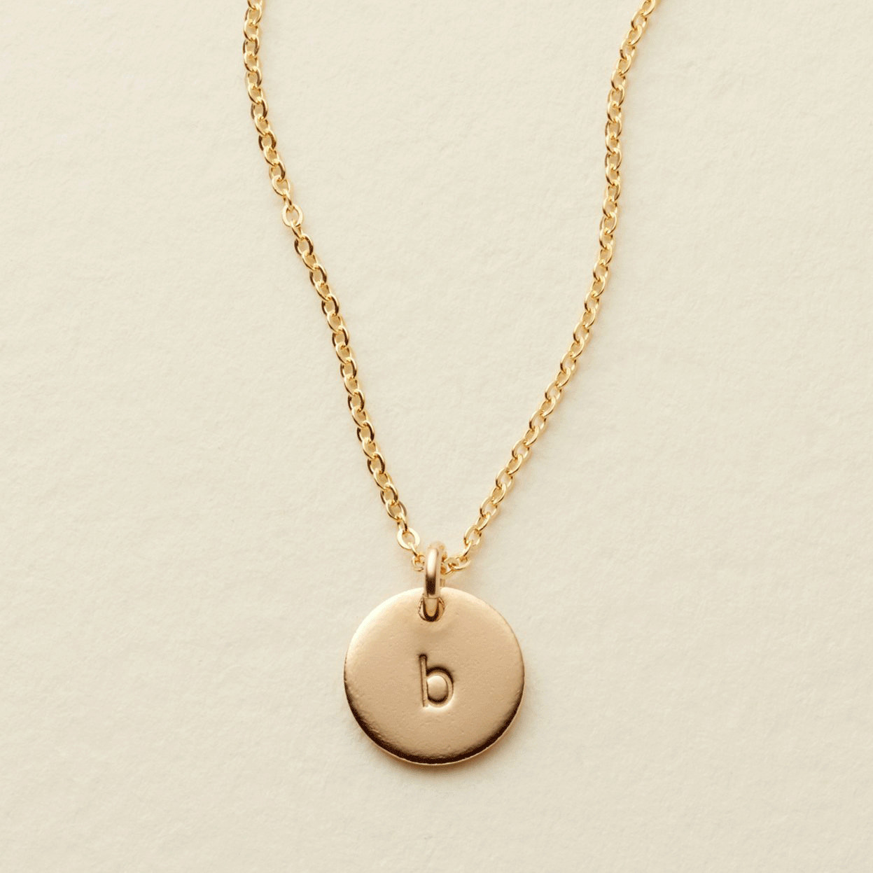Made By Mary Initial Disc Necklace—3/8" | Hand Stamped, Stackable | Made by Mary (US)
