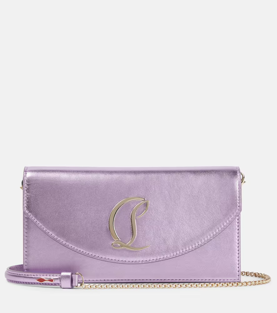 Christian Louboutin Loubi54 Small logo leather clutch | Mytheresa (US/CA)