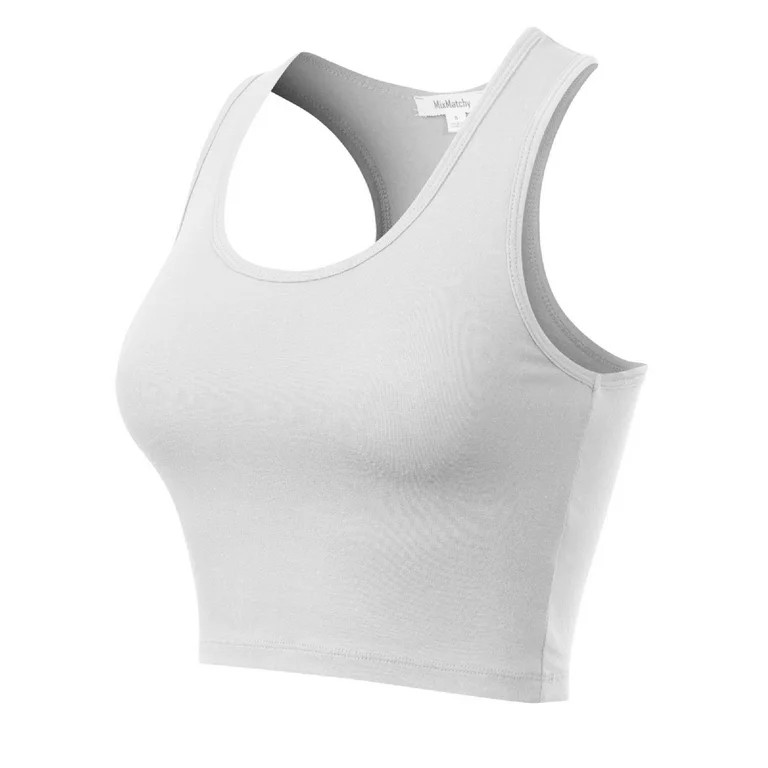 Made by Olivia Women's Cotton Basic Sleeveless Racerback Sports Crop Tank Top | Walmart (US)