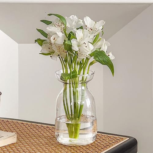Gute Glass Vases for Decor, Modern Decorative Flower Vase Centerpieces Table Home Indoor Desk Decor Living Room, Kitchen, Office Wedding or Housewarming Gifts (Clear) | Amazon (US)