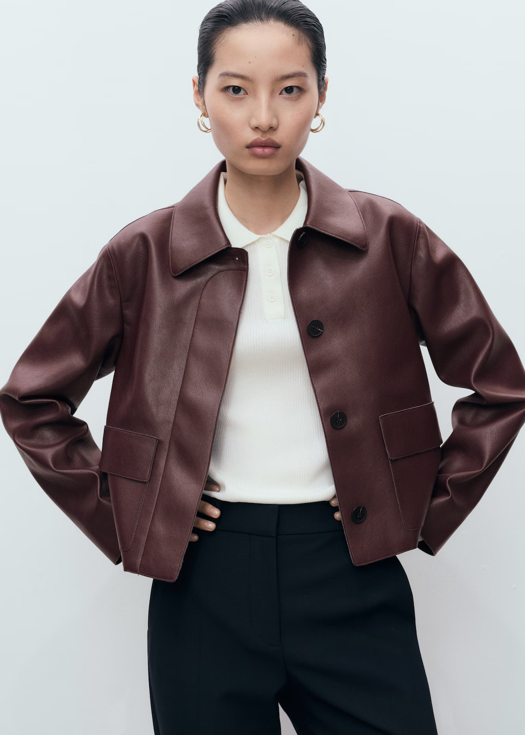 Leather-effect jacket with pockets | Mango (US/MX/AU)