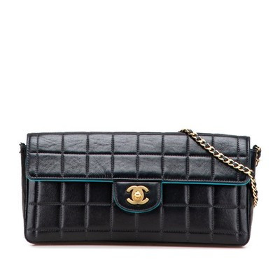 Authenticated Chanel Chocolate Bar Lambskin East West Flap Black | eBay US