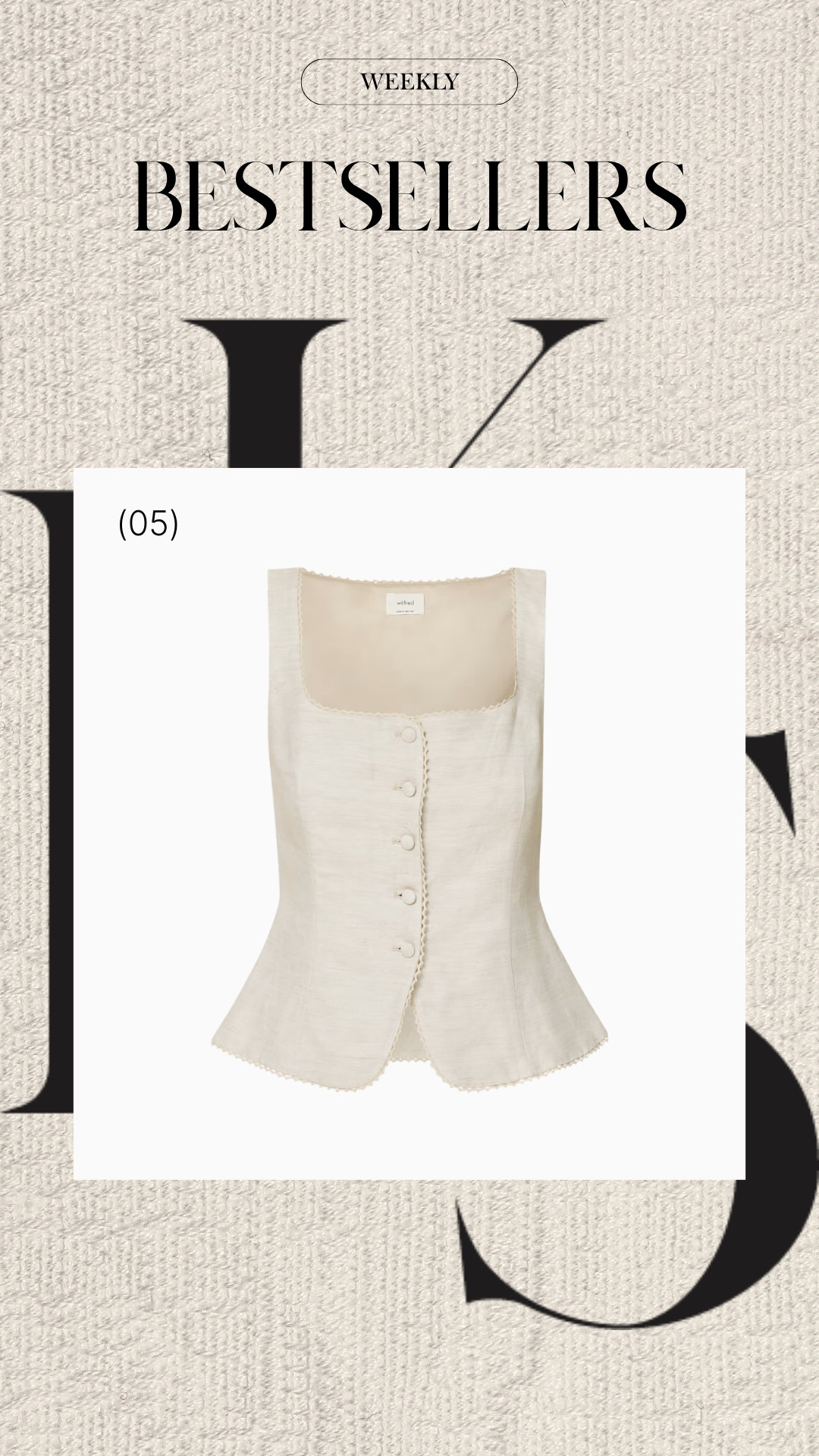 Weekly Bestseller 05. - Aritzia Bustier Top

A new addition to my wardrobe that I recently shared! It has a button closure, square neckline, and princess seams for shaping. It's also made with a soft, airy fabric that's comfortable for all-day wear! 

 #LTKdayinmylife #LTKgrwm #LTKootd