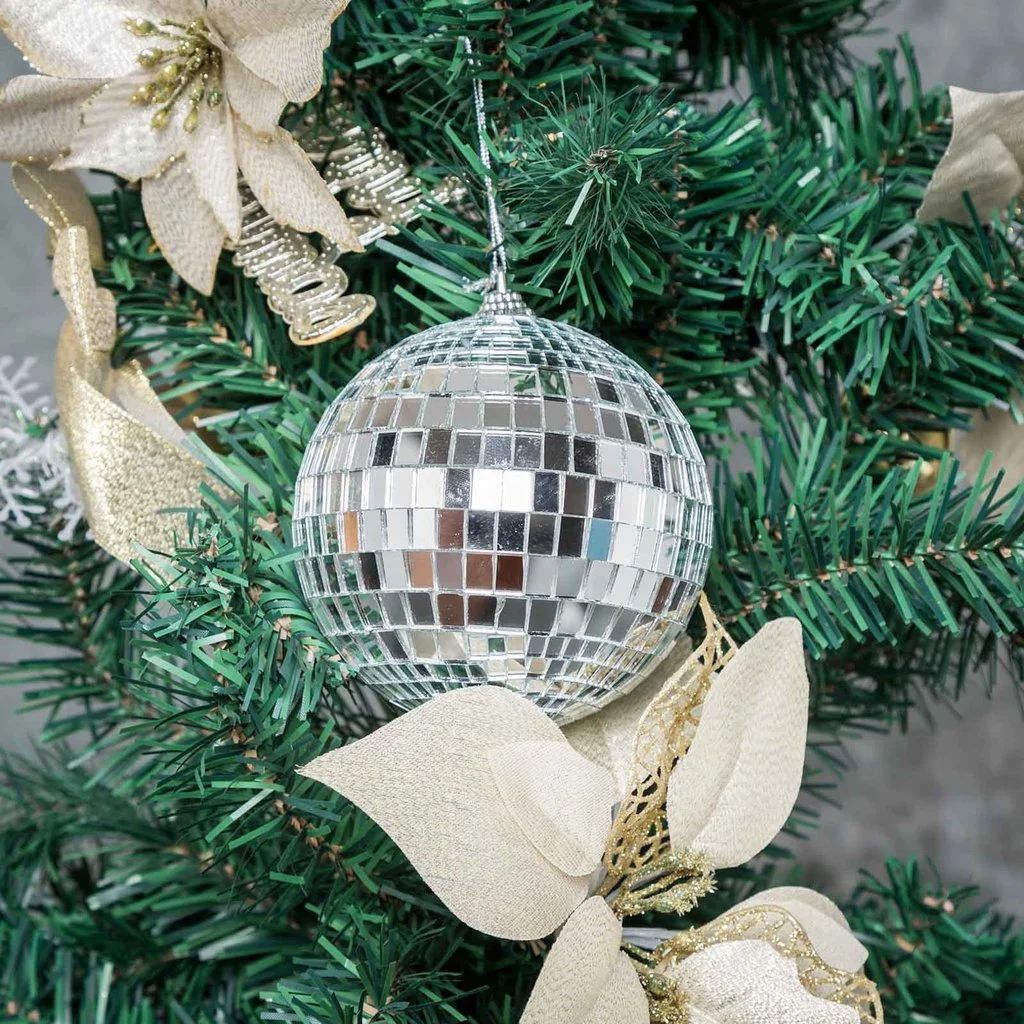 BalsaCircle 4 Silver 4 in wide Mirror Disco Balls Hanging Glass Party Christmas Ornaments Wedding... | Walmart (US)