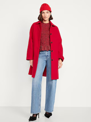Relaxed Button-Front Mac Coat | Old Navy (US)