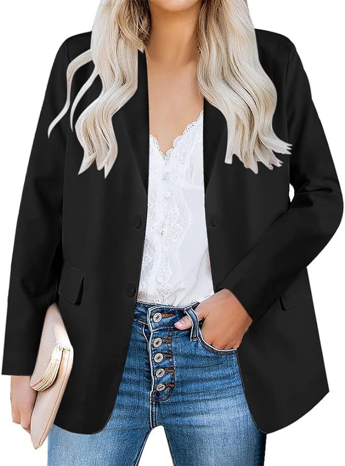 Yuebin Womens Casual Blazer Long Sleeve Lapel Open Front Slim Work Office Blazer Jacket | Amazon (US)